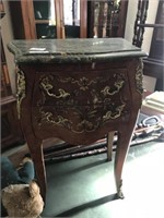 FRENCH MARBLE TOP BEDSIDE