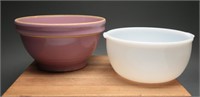 Vintage Milk Glass & Purple Stoneware Mixing Bowls