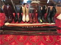 6-Pairs of Men's Western Boots & 8-Belts