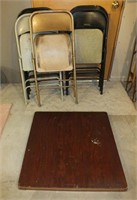 CARD TABLE & 7 FOLDING CHAIRS