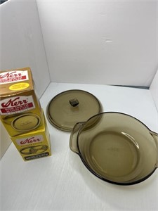 Anchor Ovenware casserole with lid and old Kerr