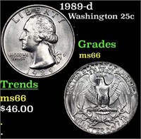 1989-d Washington Quarter 25c Grades GEM+ Unc