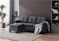 Devion Furniture Enzo Linen Sectional Sofa, Dark