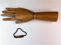 Sterling Bracelet & Articulated Wooden Hand