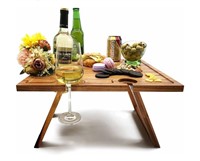 Portable Wine Picnic Table, Wine Tray Foldable,
