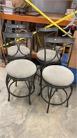 Four Swivel High Back Barstools with Green