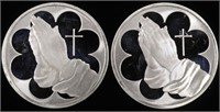 (2) 1 OZ .999 SILVER PRAYING HANDS ROUNDS