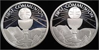 (2) 1 OZ .999 SILVER 2024 FIRST COMMUNION ROUNDS