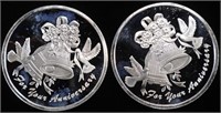 (2) 1 OZ .999 SILVER 2024 ANNIVERSARY BELL ROUNDS