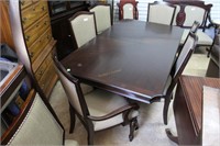 Formal dark cherry finish dining table & 8 Chairs