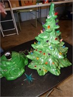 Green Ceramic Music Christmas Tree 2 pc. 16" T,