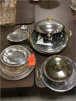 Silver plate items, grill