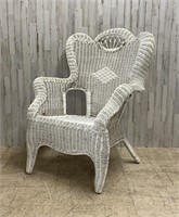 Vintage White Wicker Arm Chair