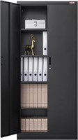 BESFUR Metal Cabinet  15.75D x 31.5W x 71H  Black