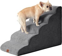 Curved Dog Stairs for High Beds 22.6" H 5-StepGrey