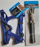 BLUE DOG HARNESS & BLK LEASH-SM/MED SZ DOGS