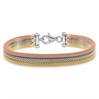 Sterling Silver Rose Yellow Gold-plated Bracelet