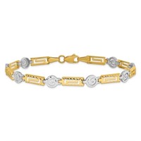 14K Two-tone Diamond-cut Fancy Link Bracelet