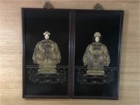Pair of carved Asian wall panels