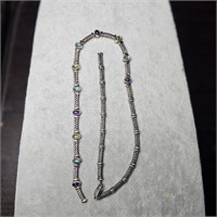 HEAVY Sterling Silver & Gemstone Necklace-Broken