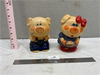 Vintage His & Her Pig Farmers Coin Banks