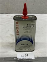 Super Condition! Singer Sewing Machine Oil Tin