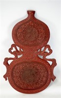 Chinese Lacquered Double Gourd Wall Hanging Plaque