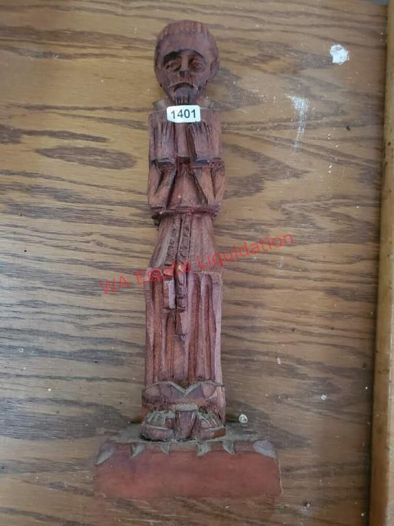 Vintage Praying Priest Wood Carved (Upstairs