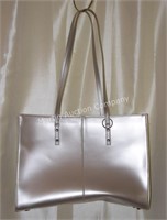 (C) Wilson Leather Silver Tote Bag