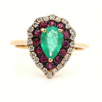 18ct Y/G Colombian Emerald ring
