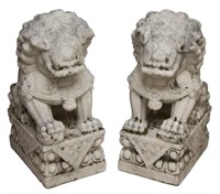 (2) LARGE CHINESE WELL CARVED MARBLE FOO LIONS