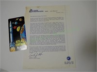 Rare NASA Atlas/Centaur Program Team letter & stic