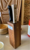 Old Hickory Knives and Wooden Block