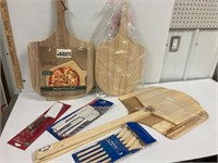 Pizza boards and utensils.