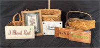 Assorted Woven Longaberger Baskets & Pictures