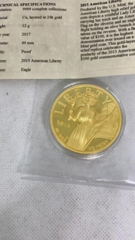 2015 American Liberty 24k plated copper $100