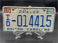 North Carolina dealer tag