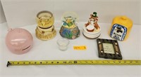 Snow Globes, piggy bank, picture frame, and