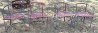 4 Steel Metal Yard Chairs: 21"W x 23"D x 27"T