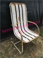 old white hi-back metal chair