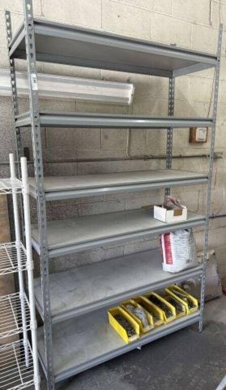 Metal shelving and contents