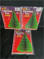 3 Vintage Beistle Honeycomb Christmas Trees