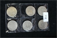 Set of six Chinese coins, each approximately 3.8 )