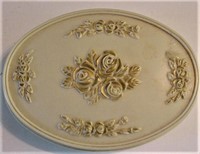 Vintage Floral Roses Oval Celluloid Box