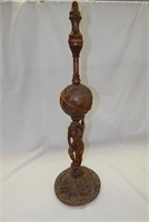 Antique Carved Wood Greek God Atlas Lamp