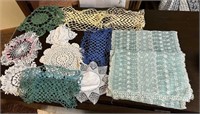 green table runners and doilies