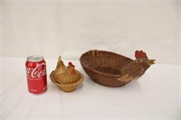 Vintage Wicker Chicken & Hen on Nest Baskets