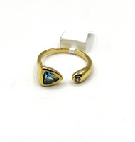 Gold Plated Sterling Silver Natural Blue Topaz