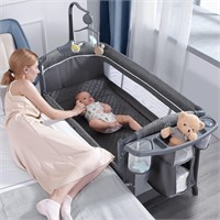 BabyBond Bedside Crib & Playard  Gray