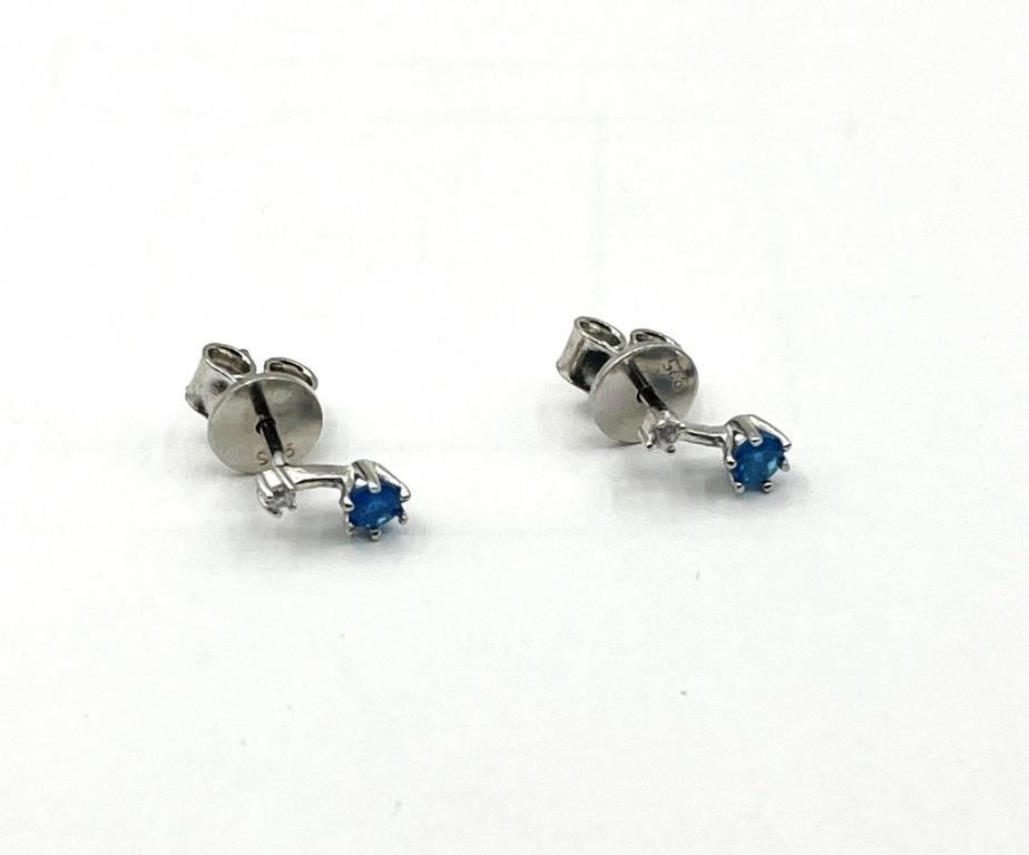 Sterling Silver Enhanced Blue Opal Earring,